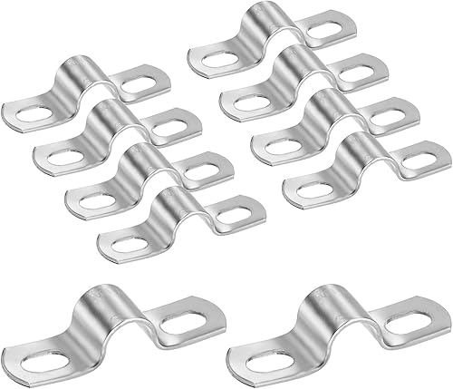 Miniatura 56 de Paquete de 10 abrazaderas de conducto, correa rígida de tubo de acero inoxidable 304 de 1-3/4 pulgadas M45 U con 2 agujeros