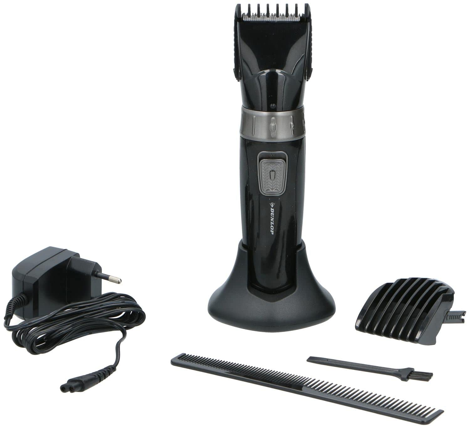 Dunlop Haarschneidemaschine Aufladbar – Haarschneider & Barttrimmer Herren – Trimmer mit 2 Kämmen (3–30 mm) – Ausdünnfunktion – Rasierer Herren Elektrisch – Schwarz