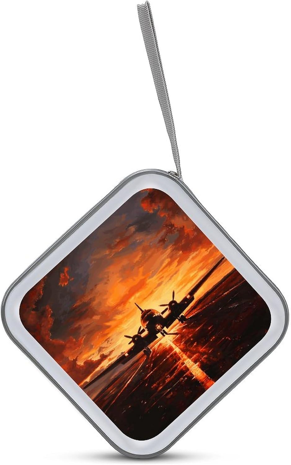 Aircraft Plane at Sunset CD Case Holder 40 Capacity DVD Case Wallet Portable Hard Plastic Disc Cases Storage Binder Large Storage Disc Wallet Bag with Zippers for Car Home Office Travel