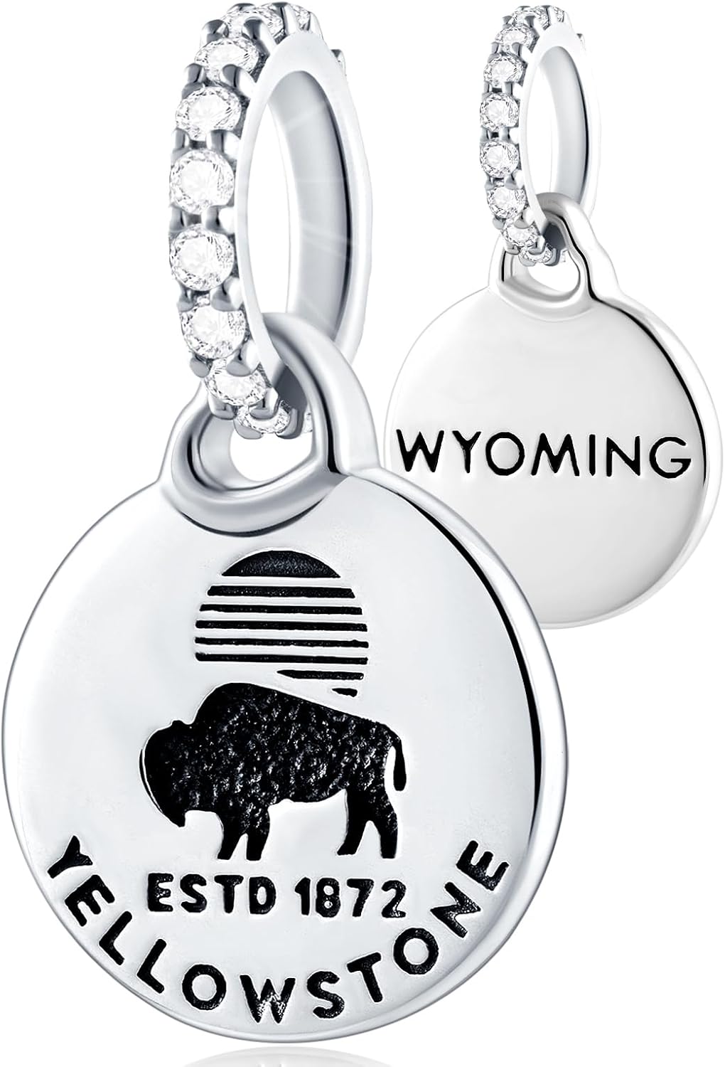 Yellowstone National Park Charm Pendant, fit Pandora Travel Souvenir Bracelet Necklace, Silver Plated Wyoming American Bison Dangle Bead, Gift for Women/Mothers Day - Image 5