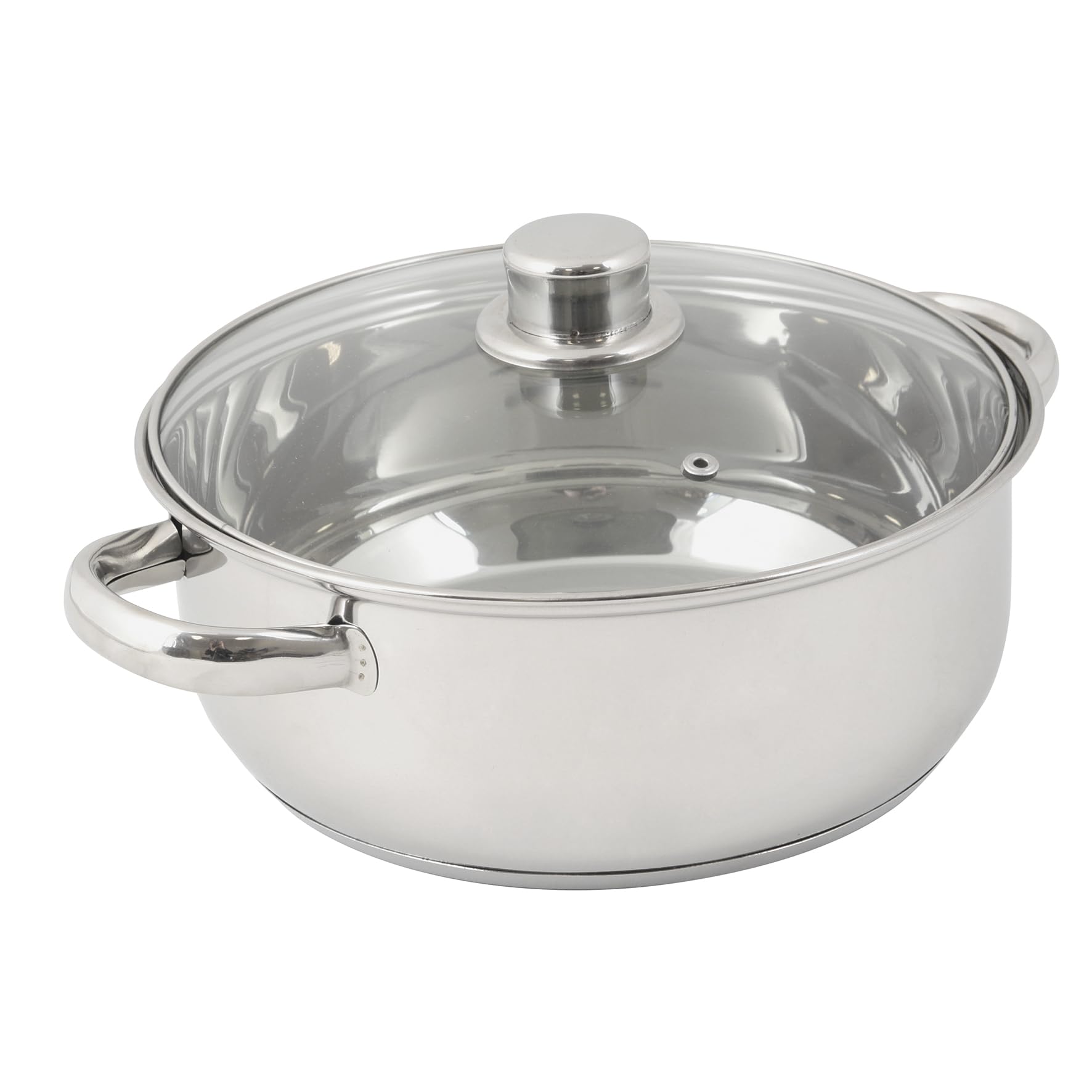 Crealys 502385 L Stainless Steel Casserole with Glass Lid Diameter 24 cm