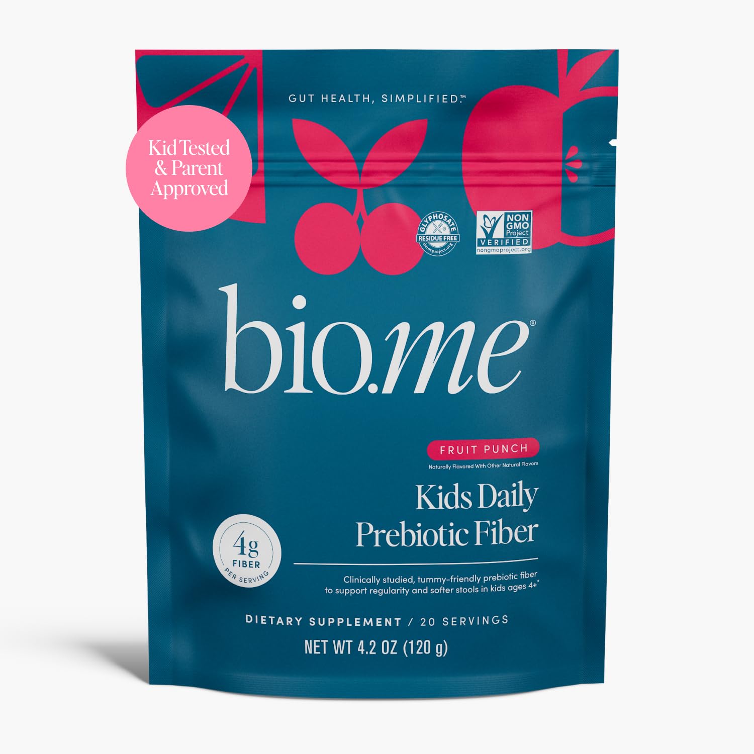 Bio.me Kids Daily Prebiotic Fiber Powder - Fruit Punch, 20 Servings