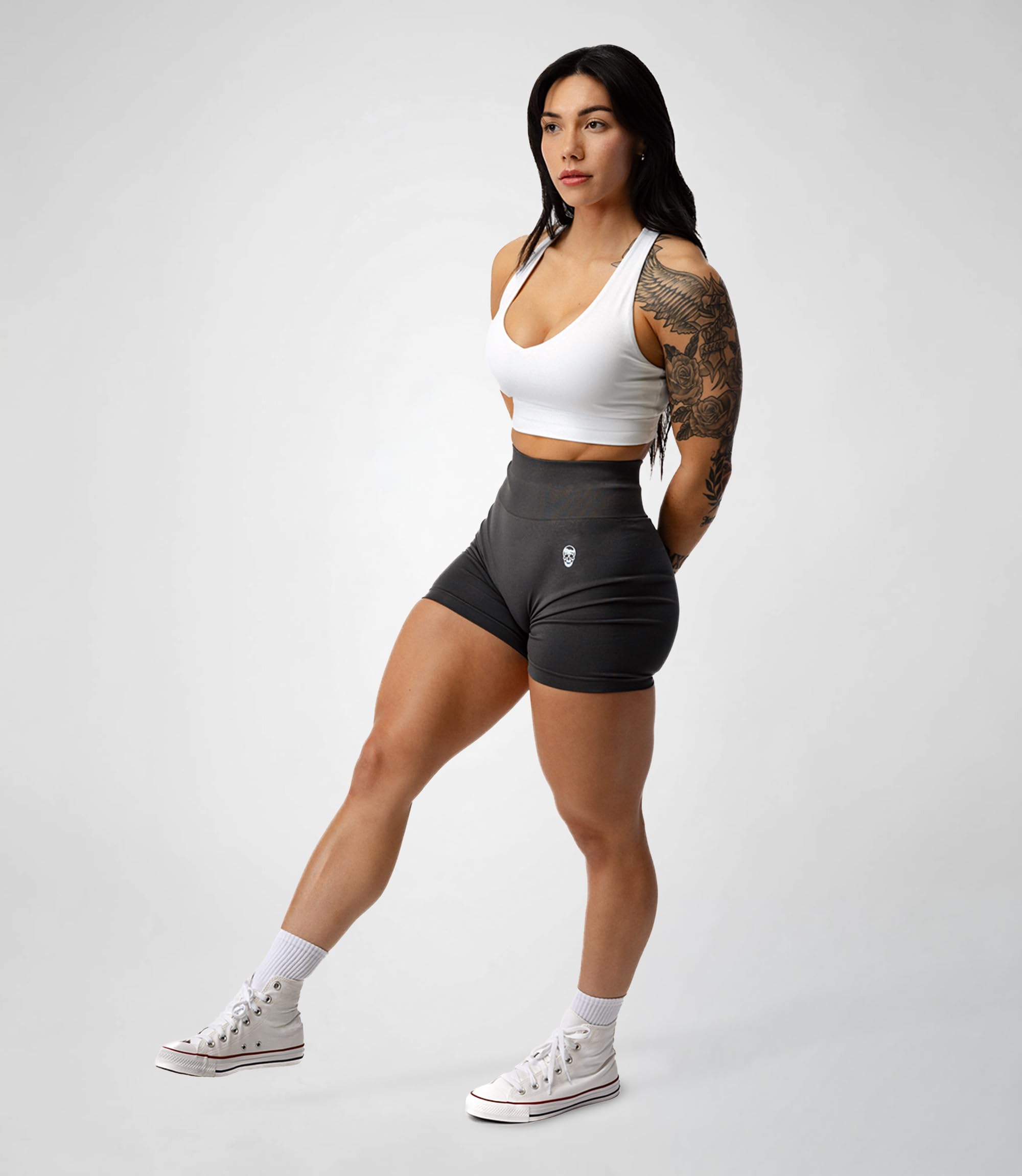Gymreapers Infinity bezszwowe spodenki treningowe z wysokim stanem spodenki dla motocyklistów dla kobiet sportowe siłownia bieganie pilates joga sport krótkie