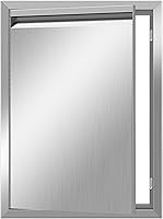 Vista 9 de Puertas de cocina para exteriores de 26 pulgadas de ancho x 24 pulgadas de alto con mango horizontal, puertas de acceso dobles para barbacoa, acero