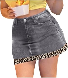 Jeansrock - Falda de maternidad con botones para mujer, diseño de leopardo, estilo hip rock con bordes estampados, falda ommer ajustada