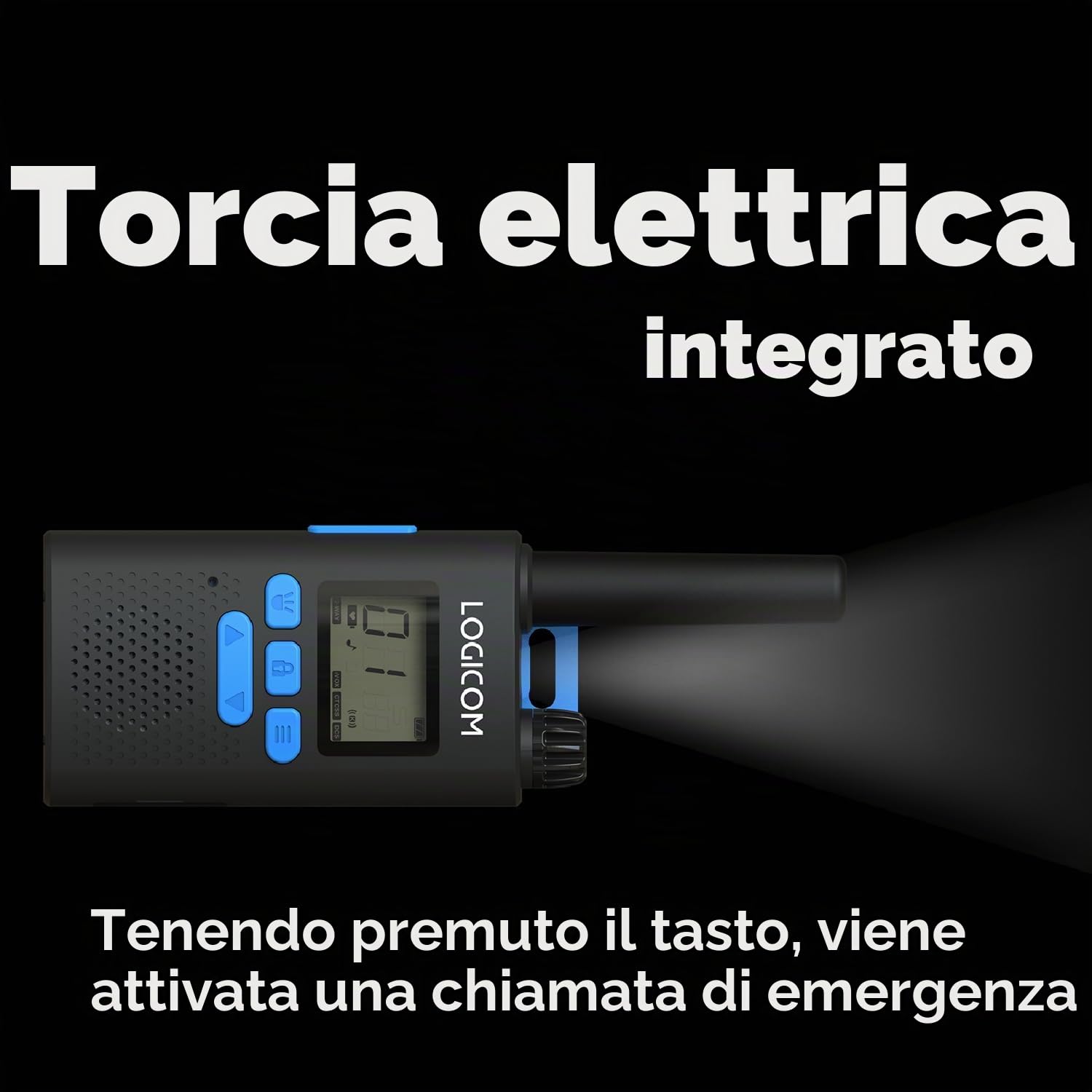 Logicom Essential Walkie Talkie Ricaricabile Adulti Professionali, Canale 16 Ricetrasmittenti PMR, Radio Trasmittenti Kit Sopravvivenza - Set di 2