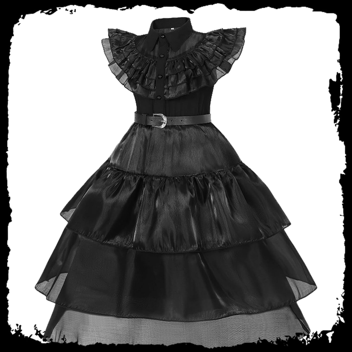 Halloween Costumes for Girls Kids Black Dress Black Family Costume for Halloween Cosplay 4-14 Years - Image 2