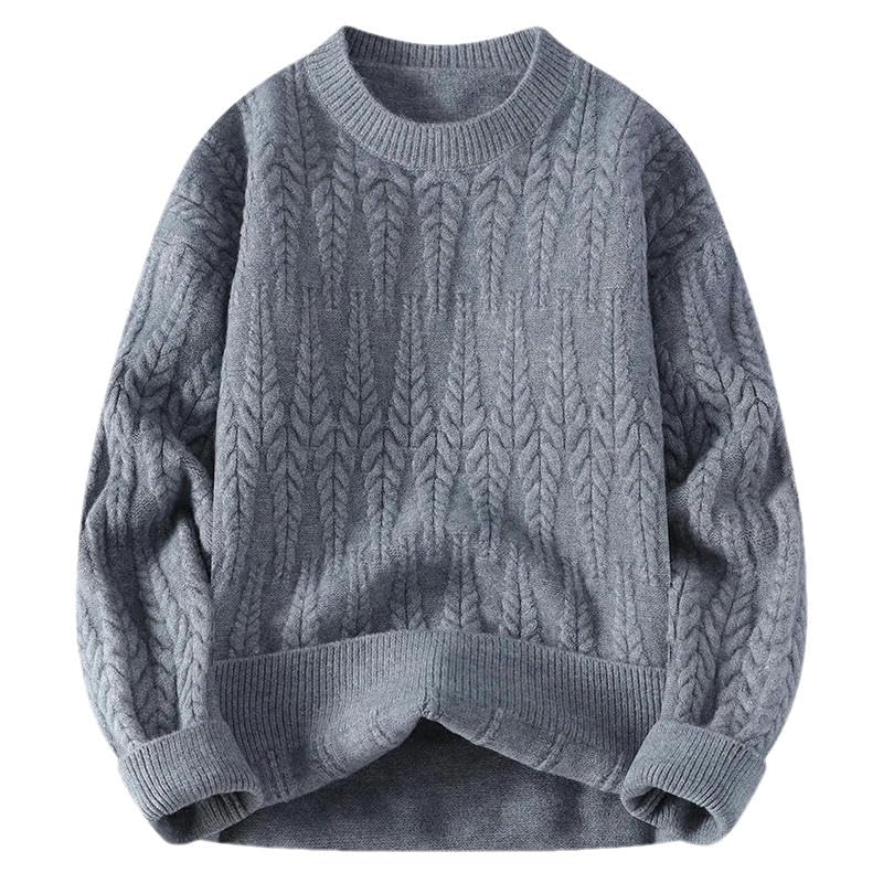 Autumn Winter Knit Pullovers Men Solid Color O-Neck Knitted Sweater Loose Warm Pullover Sweaters3
