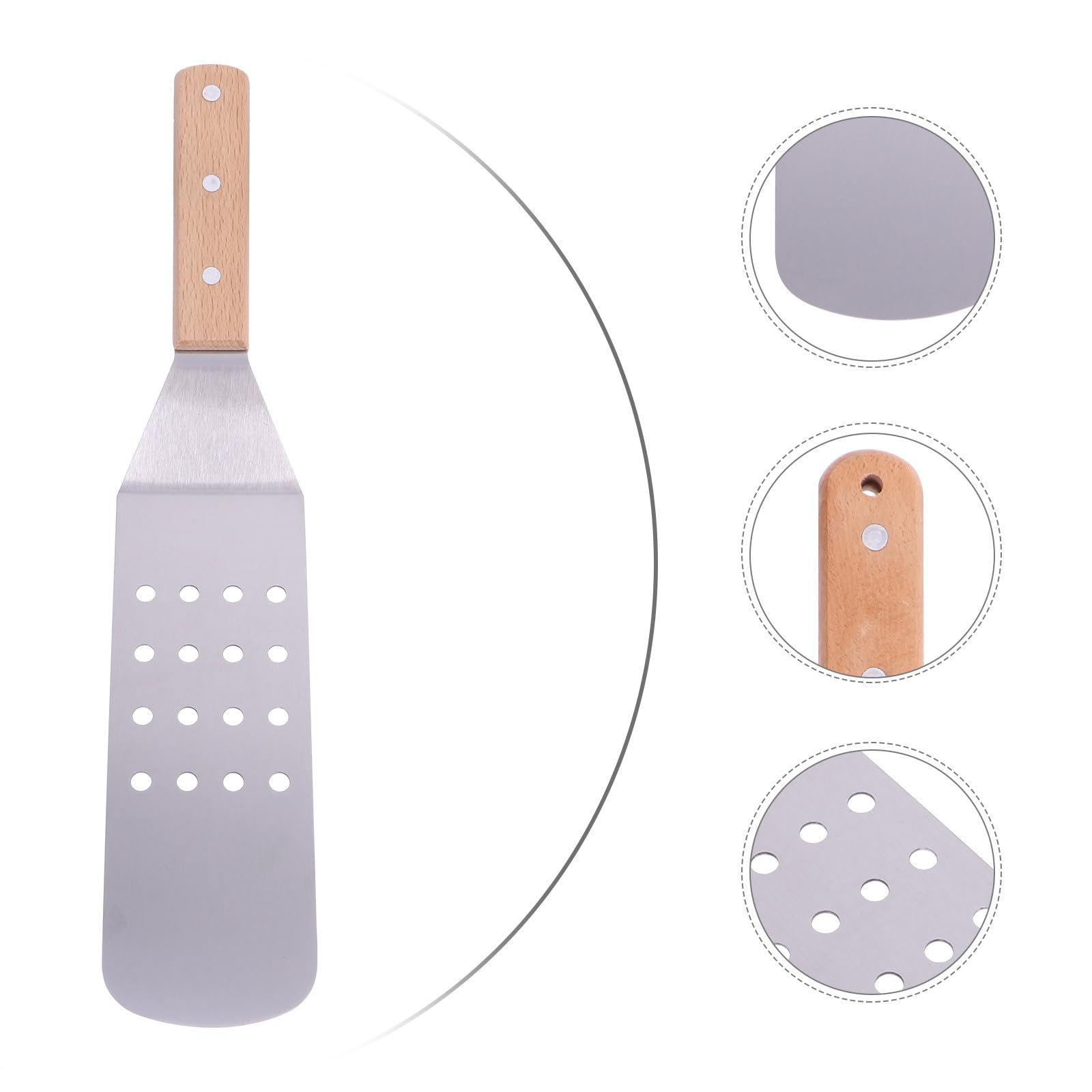 Amosfun Espátulas Juego de 5 Mango de Madera Resistente al Calor de Acero Inoxidable para Cocina, Adecuado para Pizza y Transferencia de Filetes