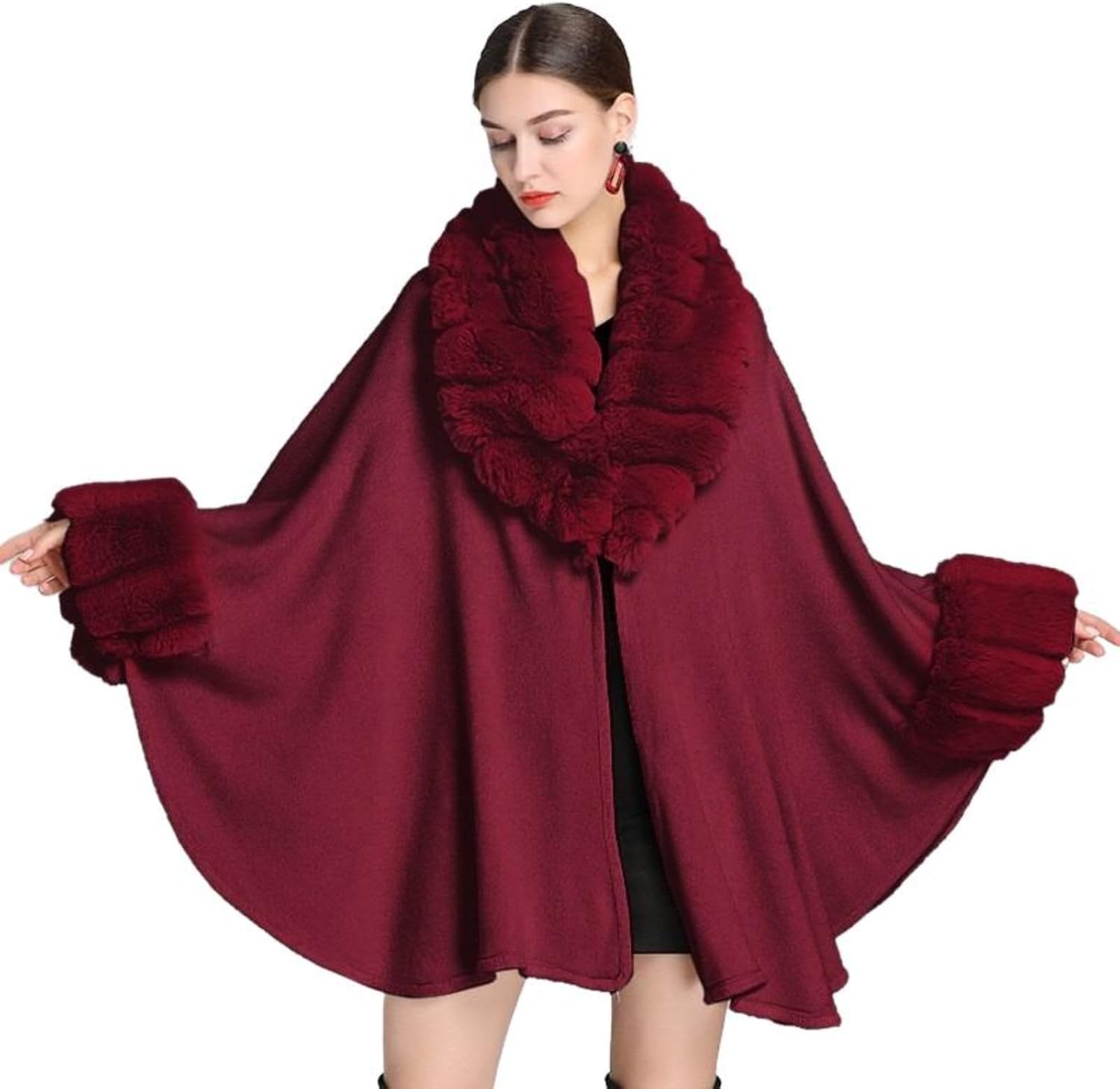 Autumn/Winter Women's Knitted Shawl Cape Open Cardigan Overcoat