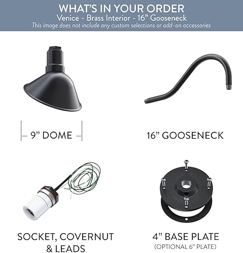 Miniatura 6 de Steel Lighting Co. Venice Store - Letrero de luz para pared de restaurante al aire libre, cúpula de 9 pulgadas, cuello de cisne de 16 pulgadas,