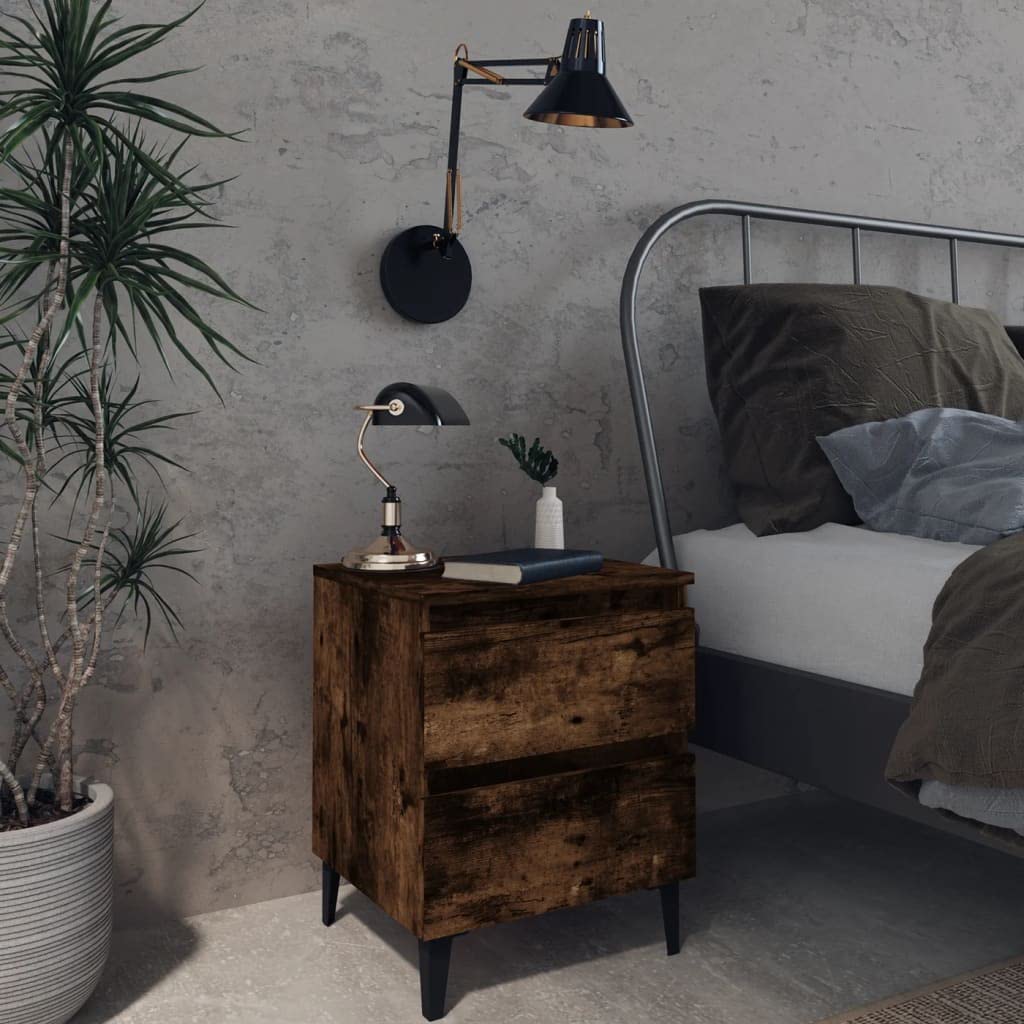 Tables de chevet 40x35x50 cm chêne fumé | Meubles de rangement de nuit en lot de 2