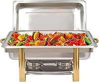 Vista 14 de Calentador de alimentos de acero inoxidable, juego de platos de bufé rectangular, estufa de buffet, juego de calentador de bufé para uso doméstico