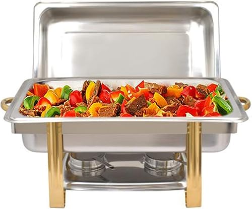 Miniatura 7 de Recipiente de calentamiento de acero inoxidable de 9 L, calentador de alimentos, calentador de alimentos, estufa de buffet rectangular, juegos de