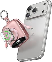 Banco de energía portátil, 10,000 mAh, 22,5 W, cargador de batería de carga rápida con cables integrados, llavero de viaje con pantalla LED para Apple Watch Ultra 2/9/8/Ultra/7/6/SE/5, iPhone 16/15/14