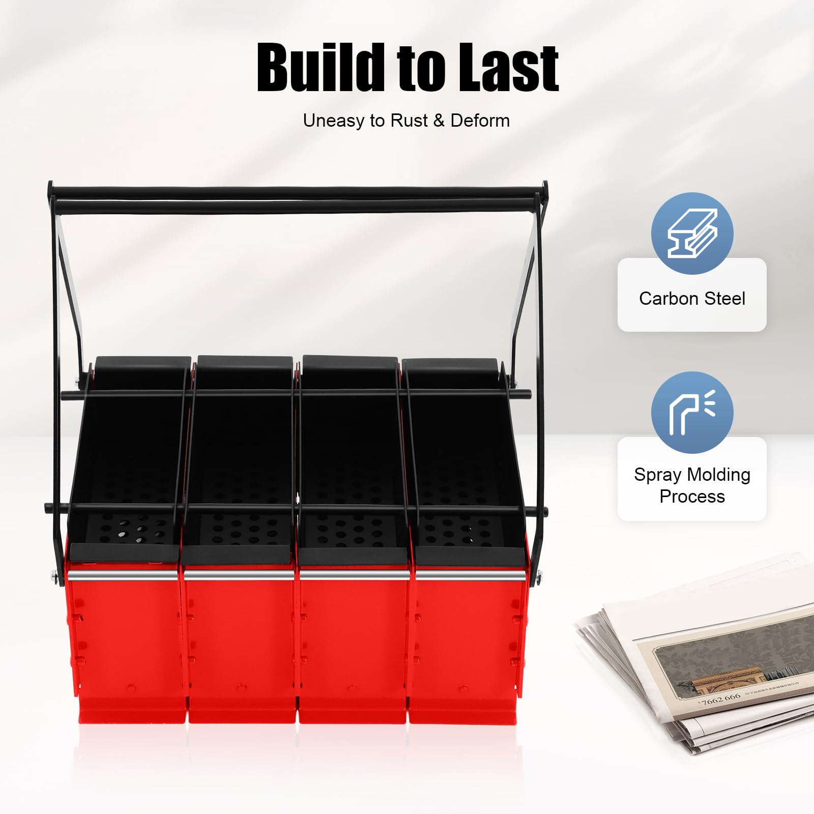 fagauhds Newspaper Briquette Maker, Paper Log Fire Free Eco Recycle Paper Burner for Heating Fire Stove Home Tool, 4 Grids,Many Small Holes,for Indoor Outdoor Home Garden Newspaper (Red)