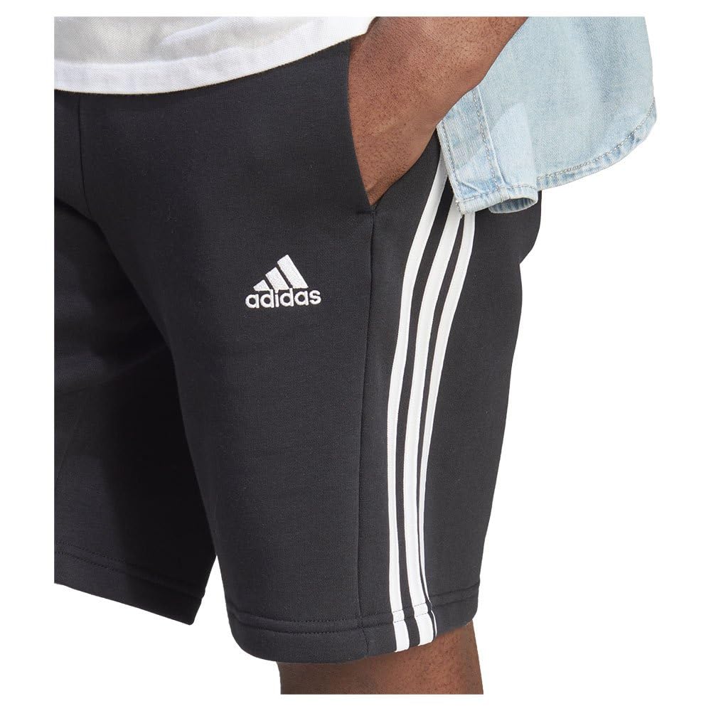 Adidas Uomo Essentials Fleece 3-Stripes Shorts, Black, L