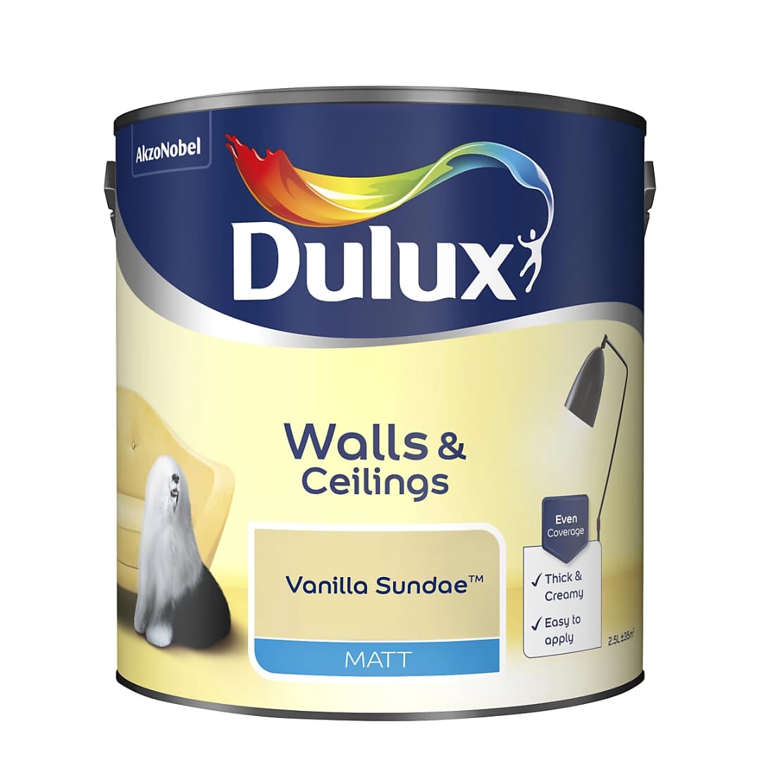 Vanilla Sundae Walls & Ceilings Matt Emulsion Paint 2.5L – Smooth Creamy Finish, Quick Dry, Low VOC, Easy Application for Interior Walls & Ceilings