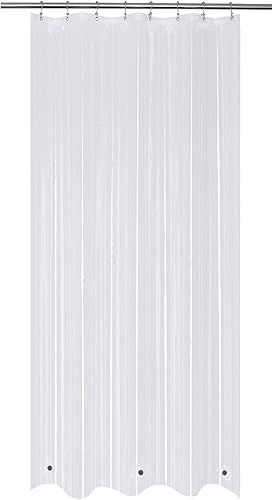 Miniatura 15 de Mrs Awesome Forro de cortina de ducha transparente con 6 imanes, cortina de ducha de plástico PEVA impermeable para baño, tamaño estándar de 72