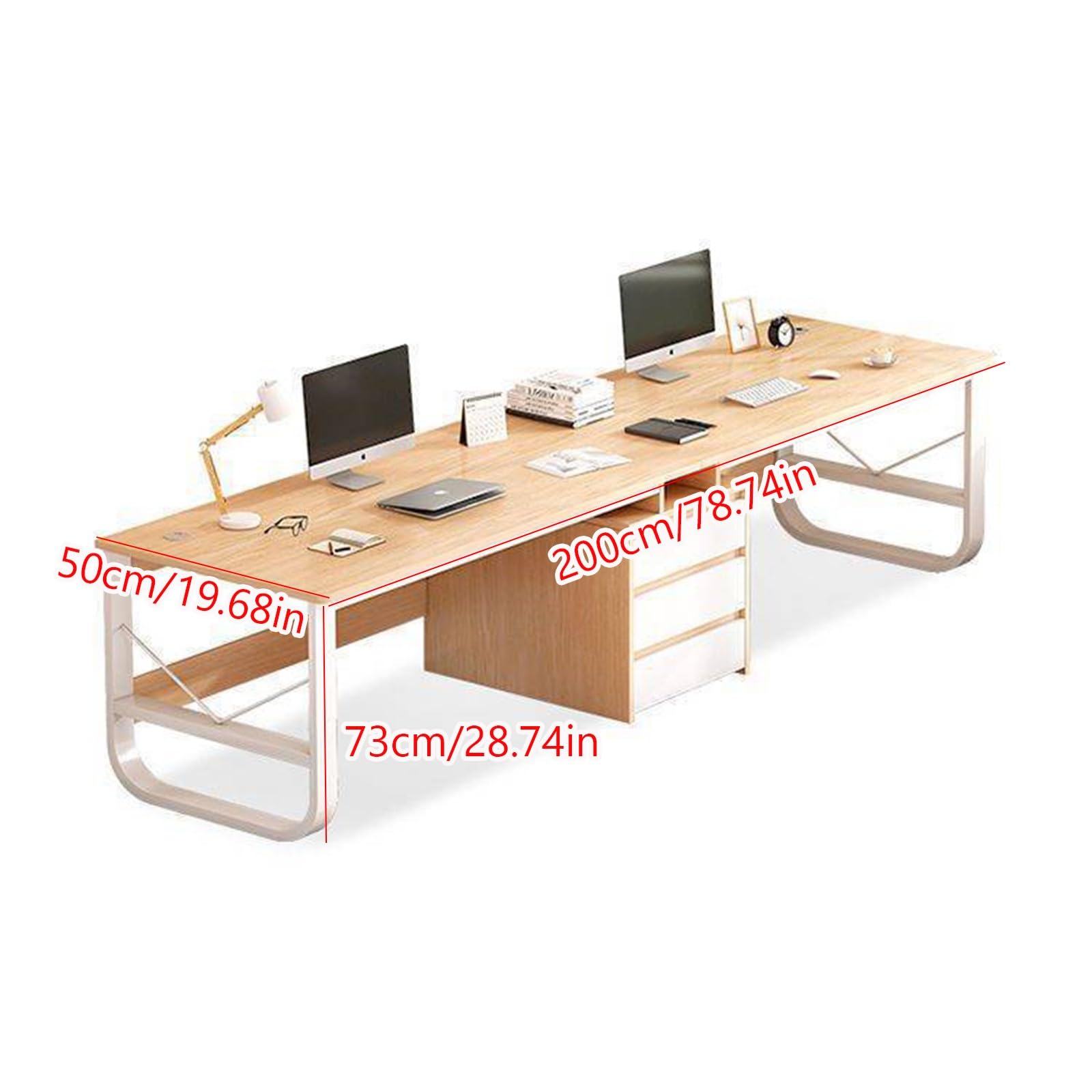 Scrivania doppia da 200/240 cm, scrivania per computer da gioco con cassetti, scrivania da studio per postazioni di lavoro in ufficio a casa A,200 * 50 * 73CM