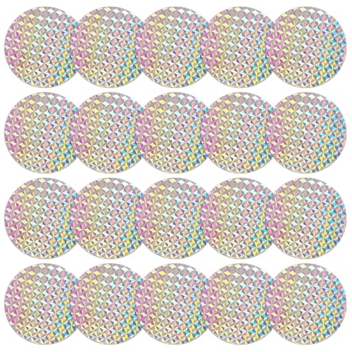 20 Pieces Bird Window Strike Prevention Decals, Bird Decals for Windows Anti-Collision Invisible, Dual-Sided Laser Reflective Stop Birds from Hitting Windows, Round reflectors in White