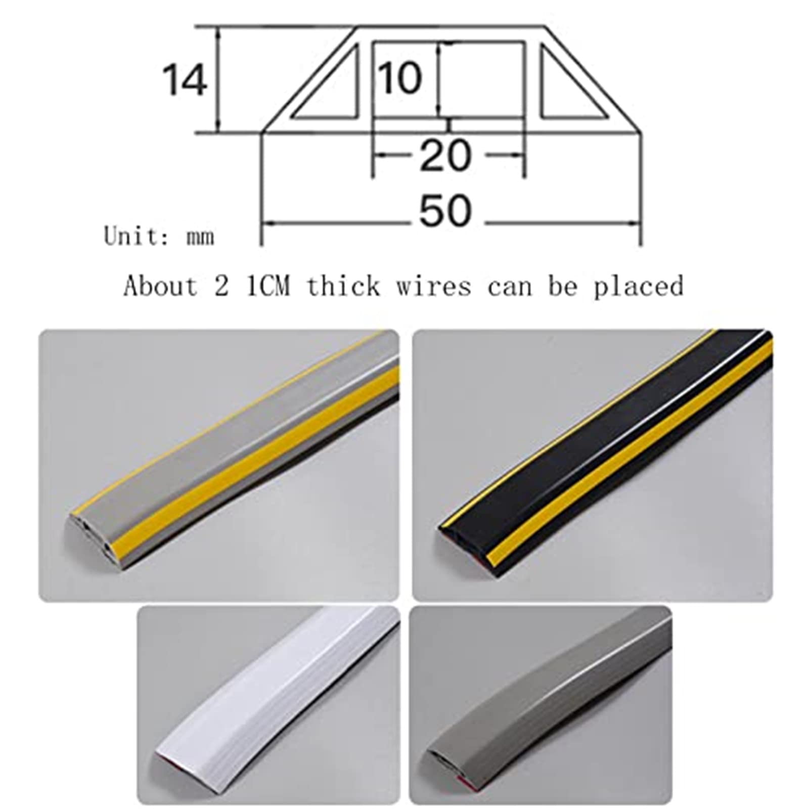 Copertura per Cavi Flessibili in PVC,Canalina Passacavi da Pavimento,Protezione per Cavo da 2 m,Floor Cable Protector,50 mm (Larghezza),È Possibile Posizionare Circa 2 Fili Spessi 1 cm Circa