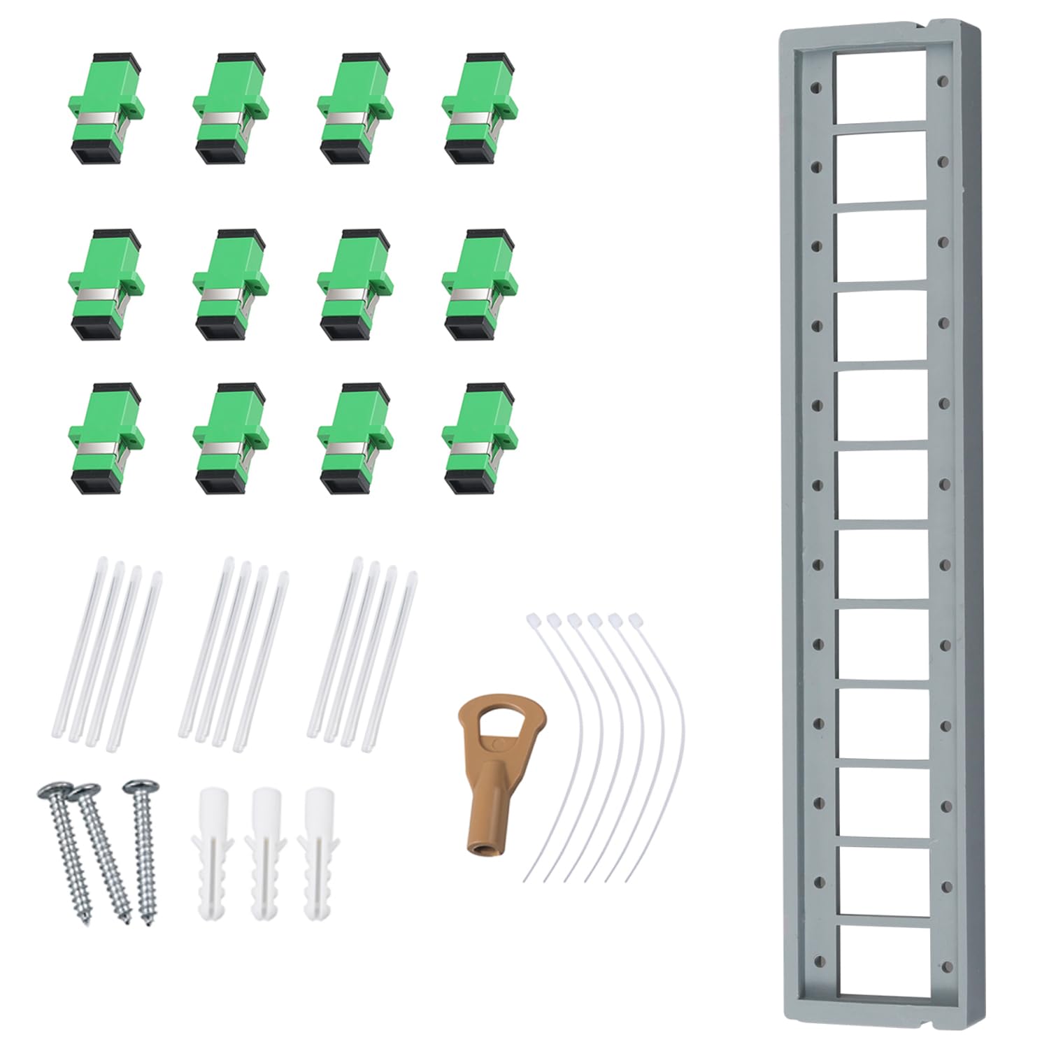 Boîte de distribution de fibre optique, boîtier mural à 12 ports avec 12 adaptateurs SC APC, monomode, FTTH, étanchéité IP65 pour utilisation extérieure/intérieure – 24 x 22 x 6,5 cm
