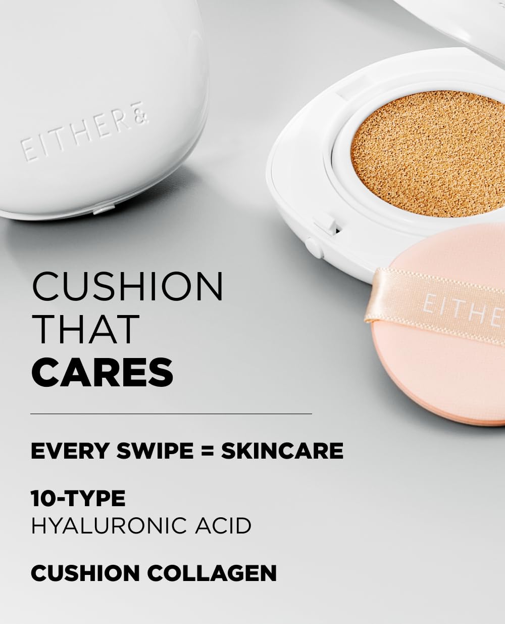 EITHER& Glow Pixel Cushion, 62% Skincare-Infused Foundation for Radiant Glass Skin, No Oxidation, 100H Long-Wear, Lightweight Buildable Korean Cushion (23P Amber, 12g) - Image 5