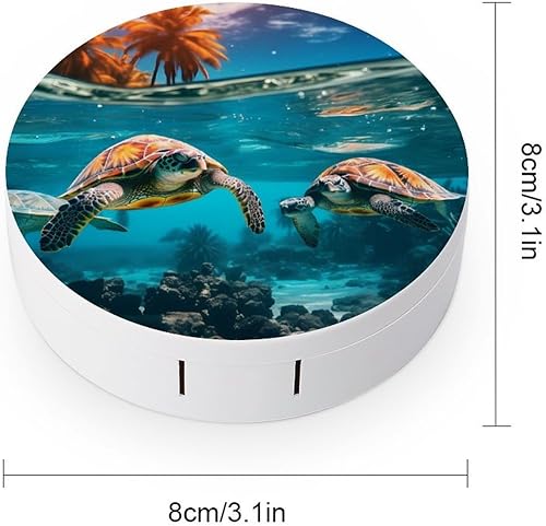 Miniatura 2 de Kit de viaje con lentes de contacto de tortugas marinas y palma, portátil, bonita caja de contacto con espejo para uso diario al aire libre, estilo