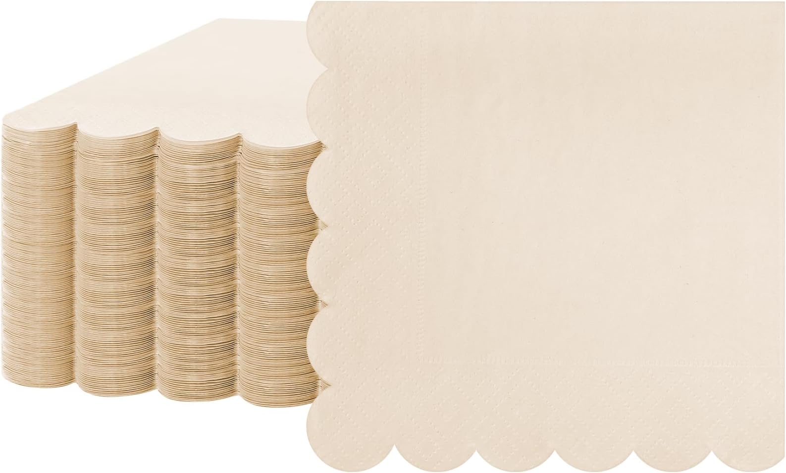 100 Pcs Scalloped Sage Cocktail Napkins Thick Paper Napkins