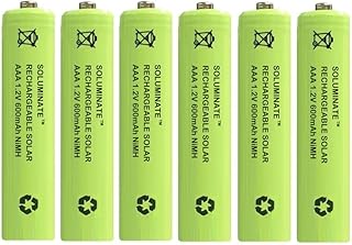BuyaBattery 6 x Soluminate AAA Solar Light Batteries (600mAh) Rechargeable 1.2v NiMH for outdoor solar lightsA 1/3AAA mini sizes (AAA 600mAh, 6-Pack)