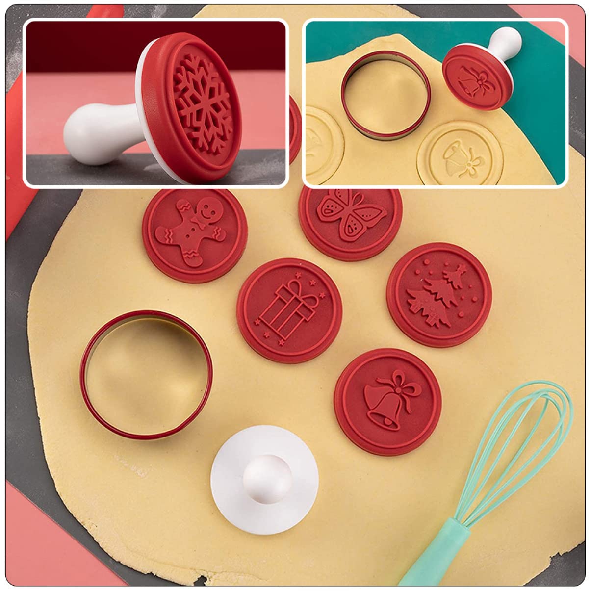 PRETYZOOM 5 Juegos sello de galleta anillos para hornear galletas Gelatina kitchen gadgets accesorios cocinita molde de galletas de navidad sello decorativo para galletas Acero inoxidable
