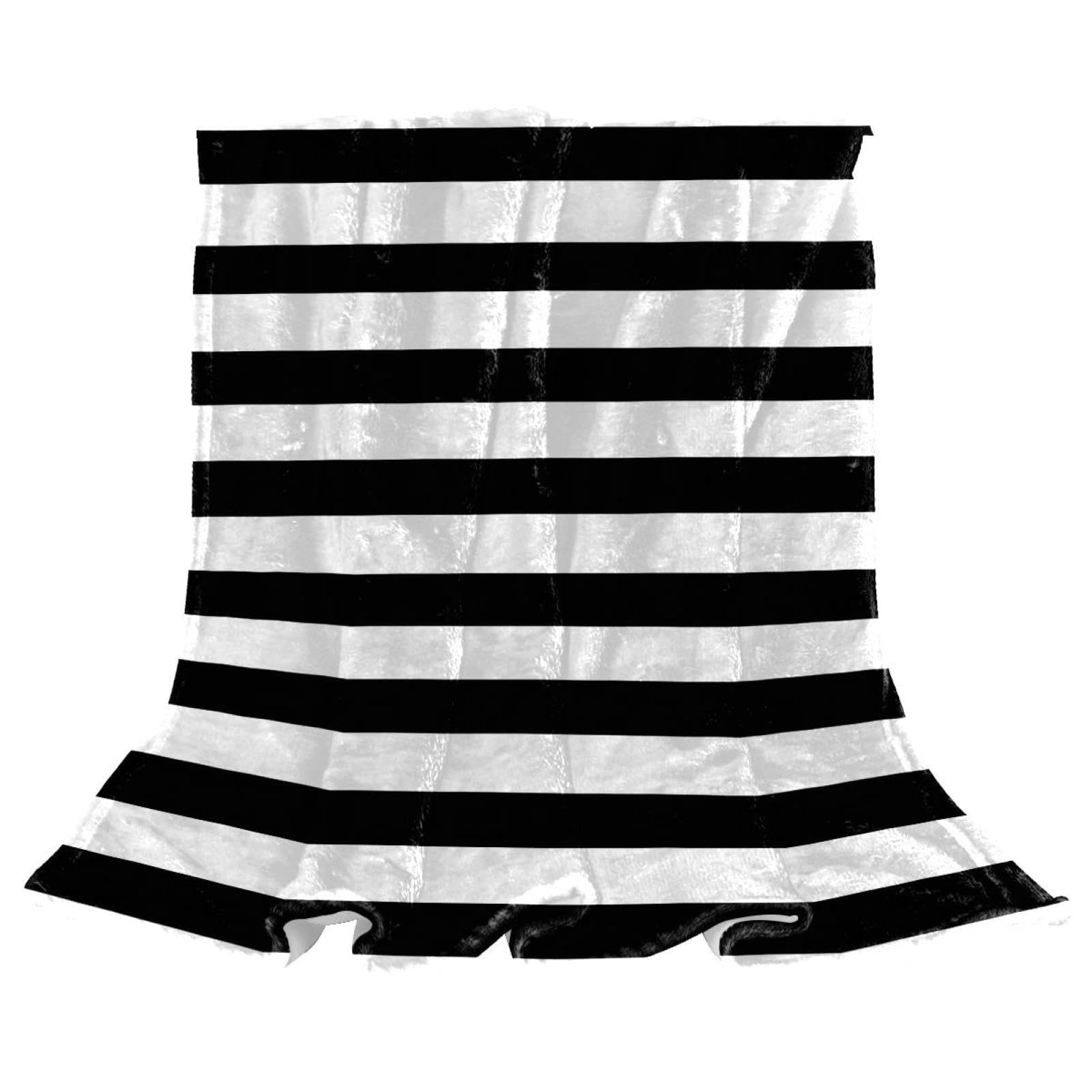 Couverture polaire haut de gamme rayée noire et blanche