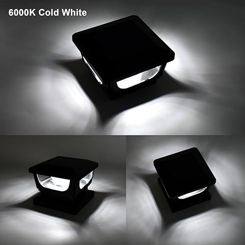Miniatura 8 de Sumaote Luces solares para postes, luz solar para exteriores para postes de madera de 4 x 4, 3 x 3 y 4 x 4 de PCVvinilo para valla, luz blanca fría