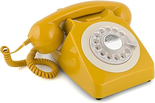 Miniatura 10 de GPO 746 - Teléfono fijo retro giratorio de estilo de los años 70, cable rizado, anillo de campana auténtico