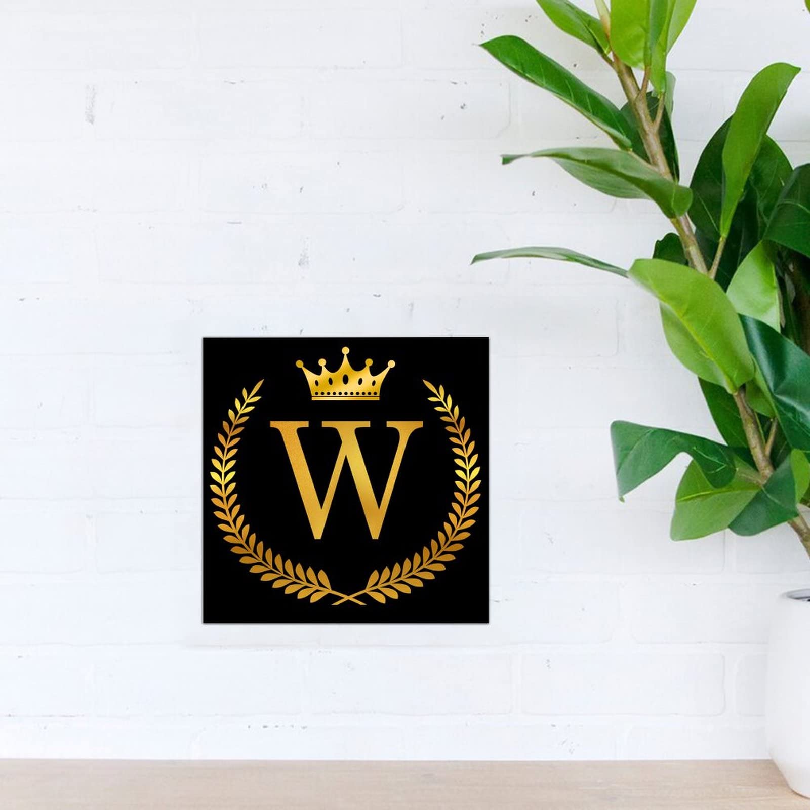 Amazon.com: Golden Monogram Letter W Wood Sign Retro Olive Leaf