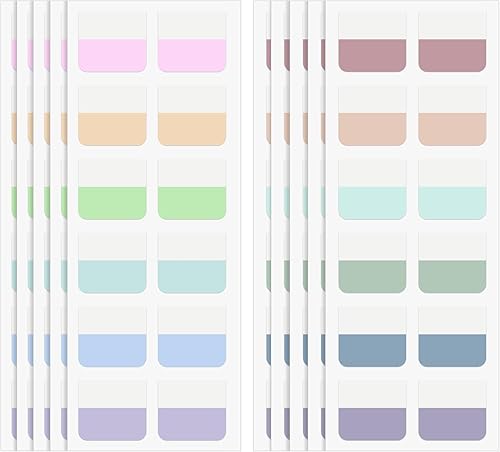 12 colores, 480 pestañas adhesivas de índice, pestañas adhesivas de libros de colores para cuadernos de la Biblia, clasificación de archivos,