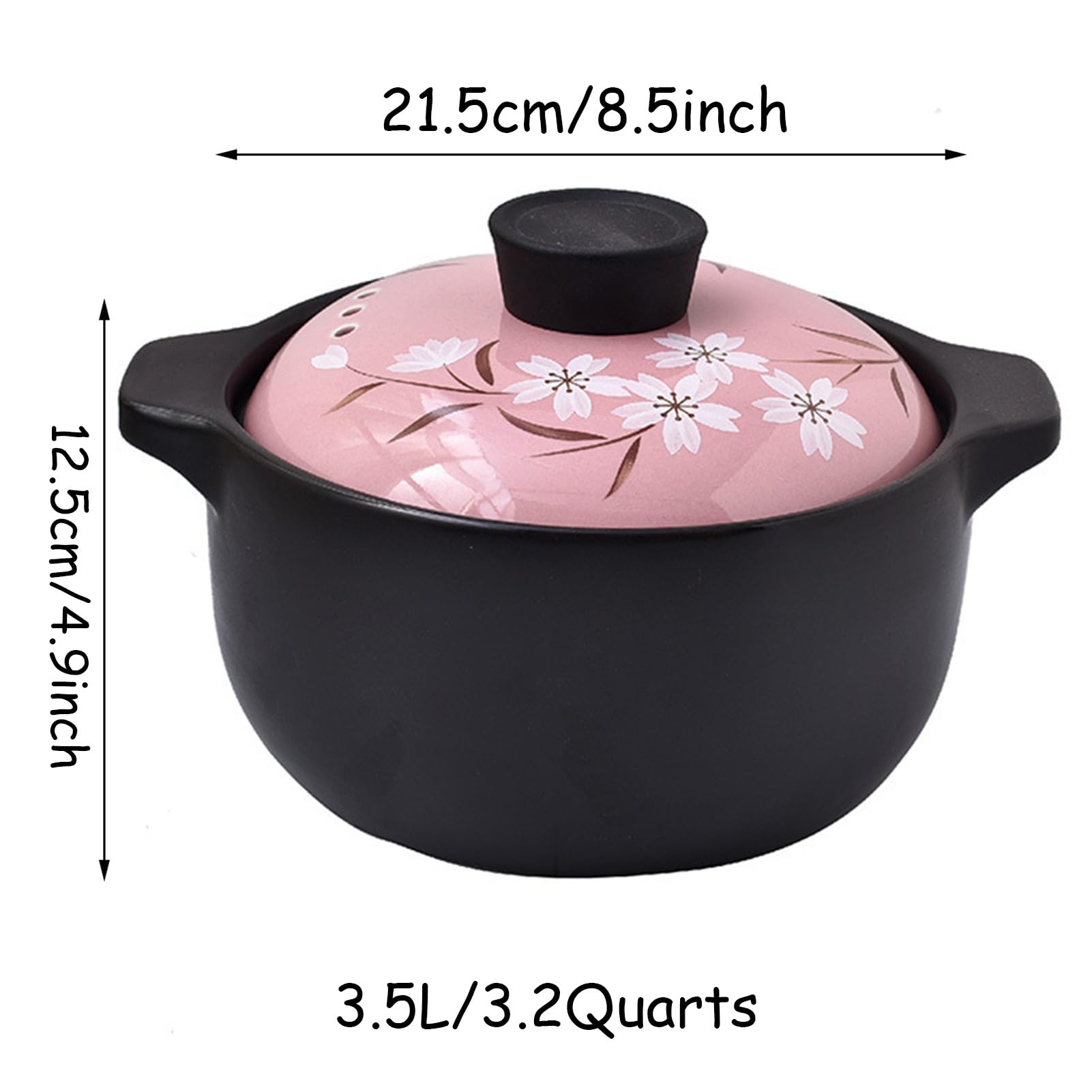 ceramiczny garnek do duszenia, Małe miedziane garnki gliniane z pokrywką, do chińskiego gulaszu powłoką zapobiegającą przywieraniu(3.5L/3.2Quarts)