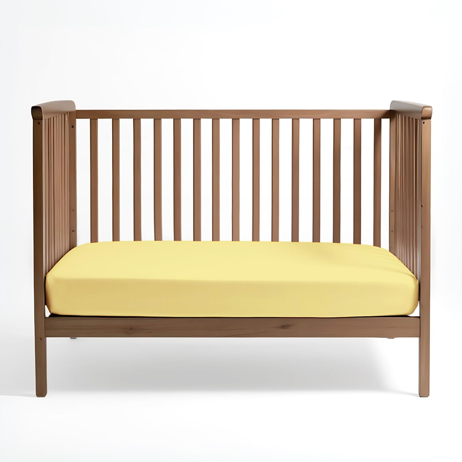 Pizuna Mellow Yellow 100% Cotton Fitted Crib Sheet 400 Thread Count Long Staple Cotton Fitted Crib Sheet 40X90 Cm, Sateen Weave 12 Cm Deep Fitted Sheets 1 Pc