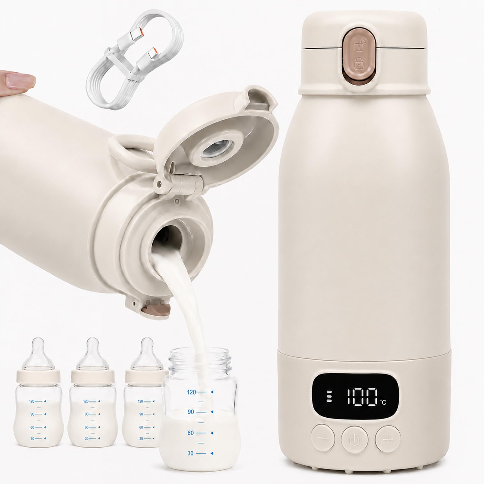 SINOTÈCА Scaldabiberon Portatile per Preparare Latte in Polvere per Neonati