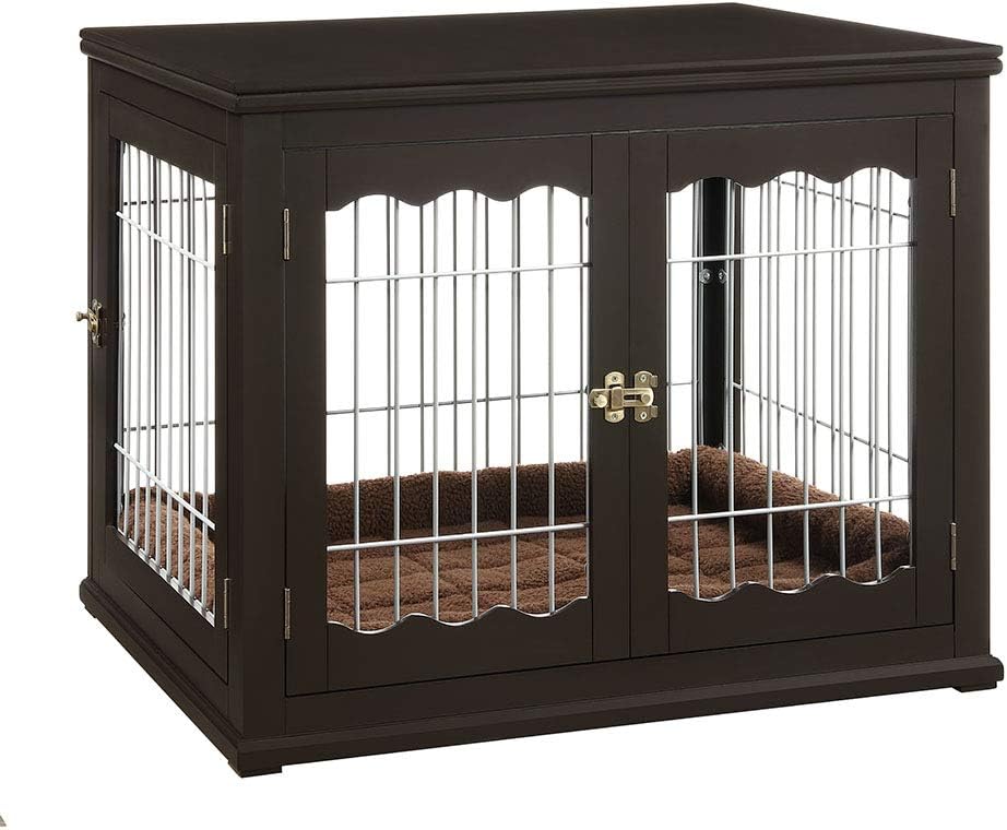 Unipaws pet crate end table wooden wire dog kennel with pet bed Clearance