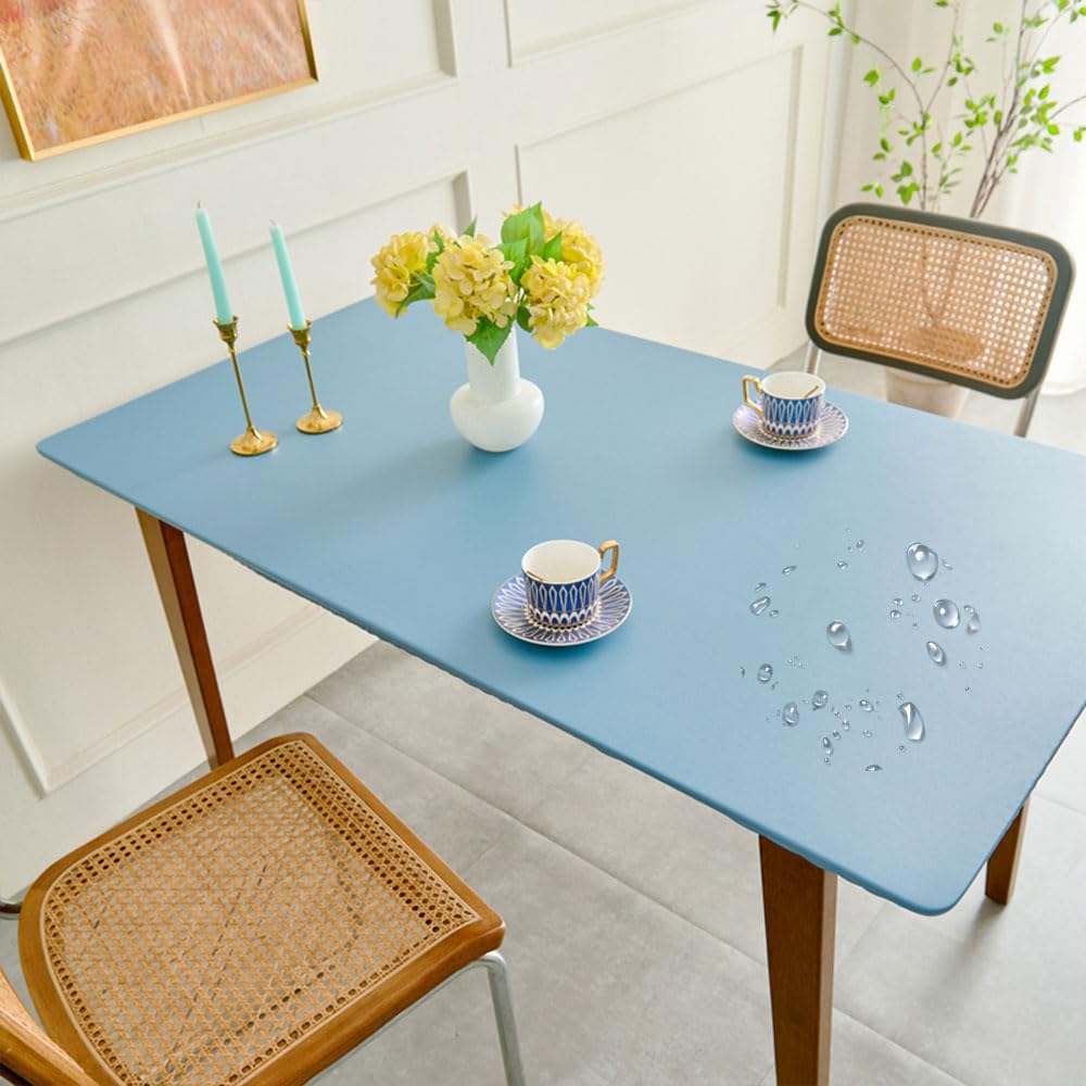 Mateju Rectangular Tablecloth, Rectangle Table Cloth with Elastic Edged Oil-Proof Waterproof Tablecloths Stain Resistant Table Cover Table Decoration Outdoor Indoor (Blue,70x120cm)
