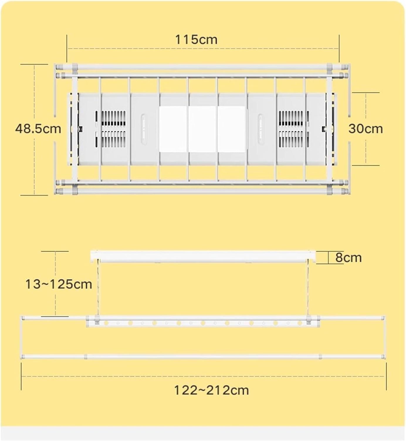 Ceiling Clothes Drying Rack Electric Clothes Hanger Remote Control Lifting Ceiling Drying Rack Automatic Household Drying Balcony Clothes Hanger Lift Ceiling-Mounted Aire,
