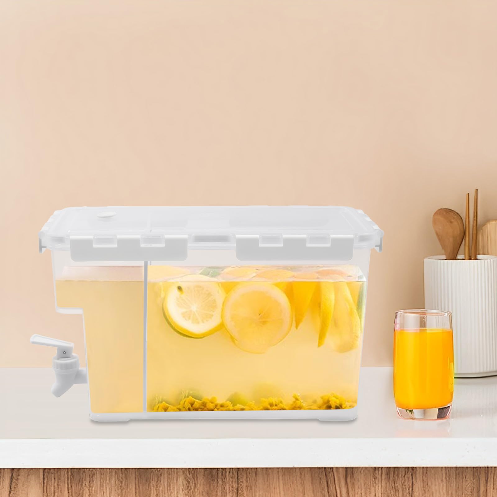Dozownik napojów, dozownik wody z tworzywa sztucznego, z kranikiem i zdejmowaną płytką filtrującą, dozownik lemoniady (6 l)