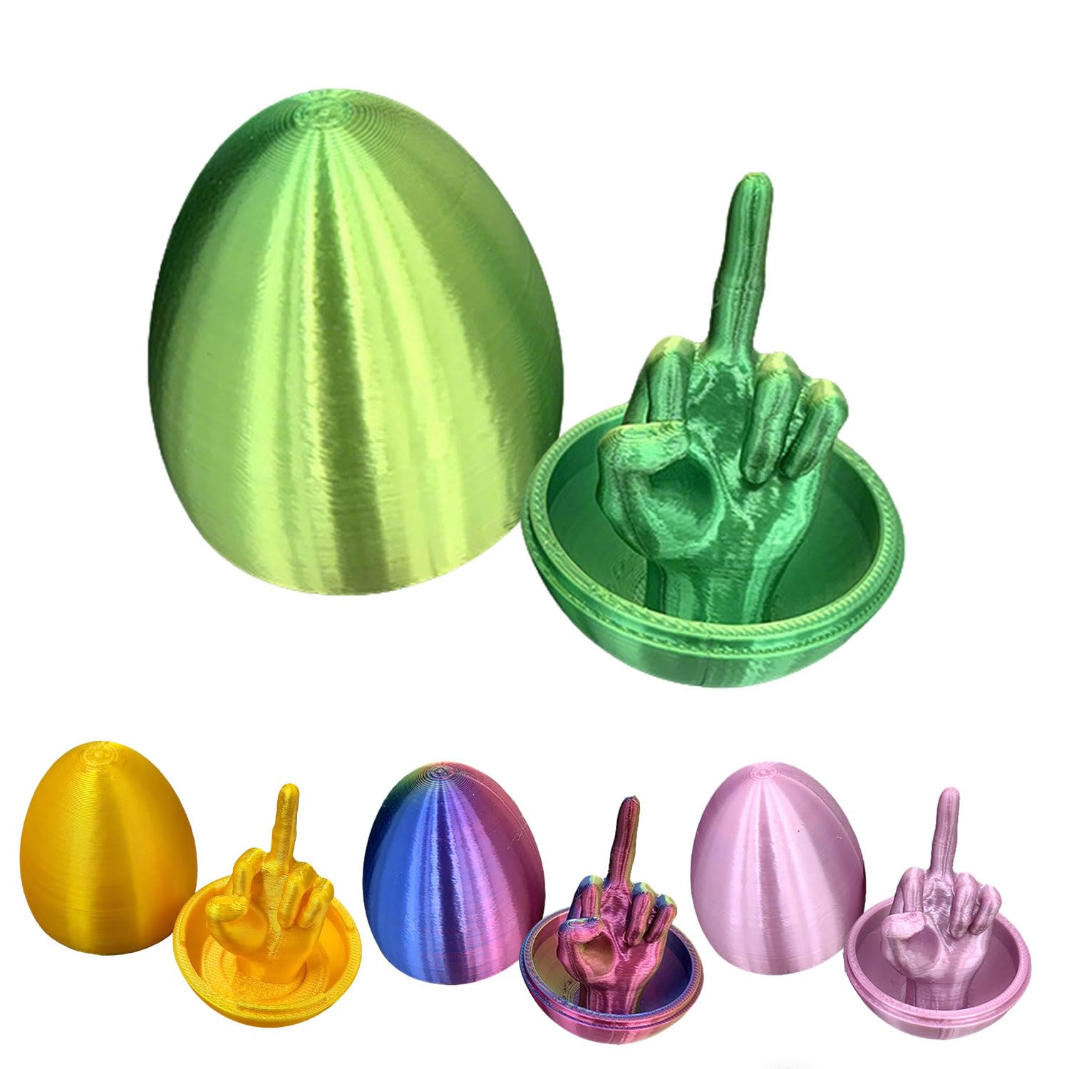 Middle Finger Easter Egg, Funny 3D Printed Middle Finger in Egg, Hilarious Middle Finger Surprise Gift Easter Gift for Adults, Best Easter Gift, Funny Gag Gift Idea (Green)