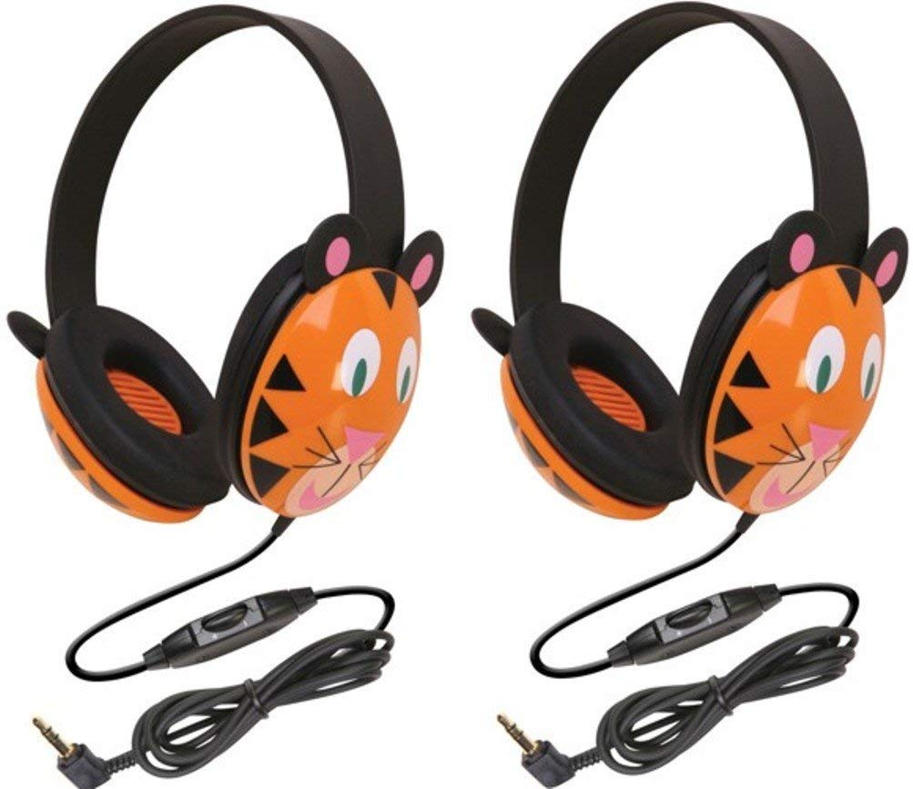 Califone 2810-TI Tiger Motif Listening First Stereo Headphone (Pack of 2), Adjustable Headband Comfortable for Extended wear, Specifically Sized for Young Children