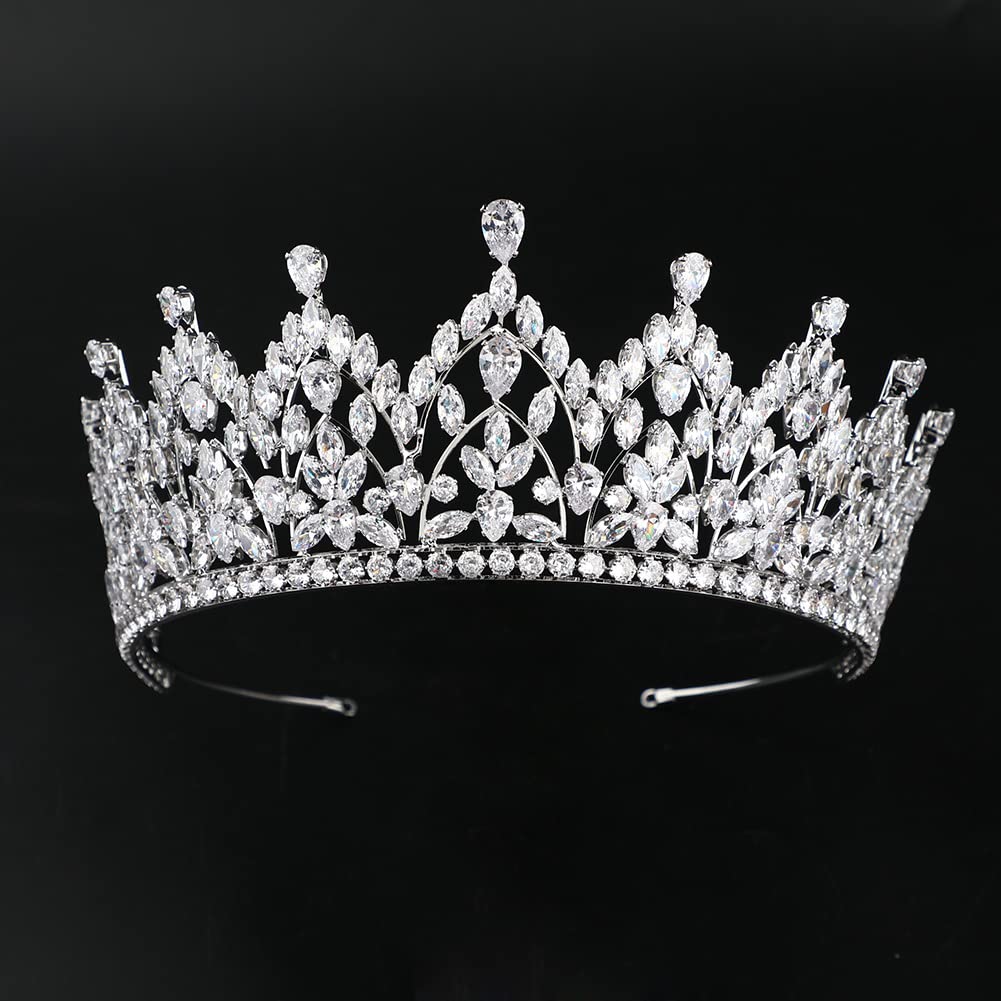 QXMYOO Lussuoso diadema da sposa grande per matrimonio livello 5A Zirconia cubica dolce 16 Quinceanera CZ concorso principessa regina corone sposa copricapo accessori per capelli HB076