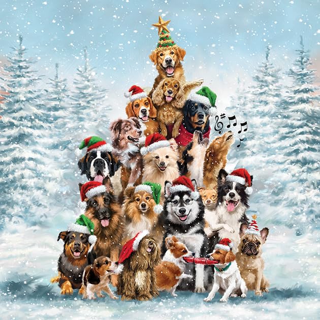 Noel Tatt Charity Christmas Cards Pack of 10 Dog Christmas Tree Design