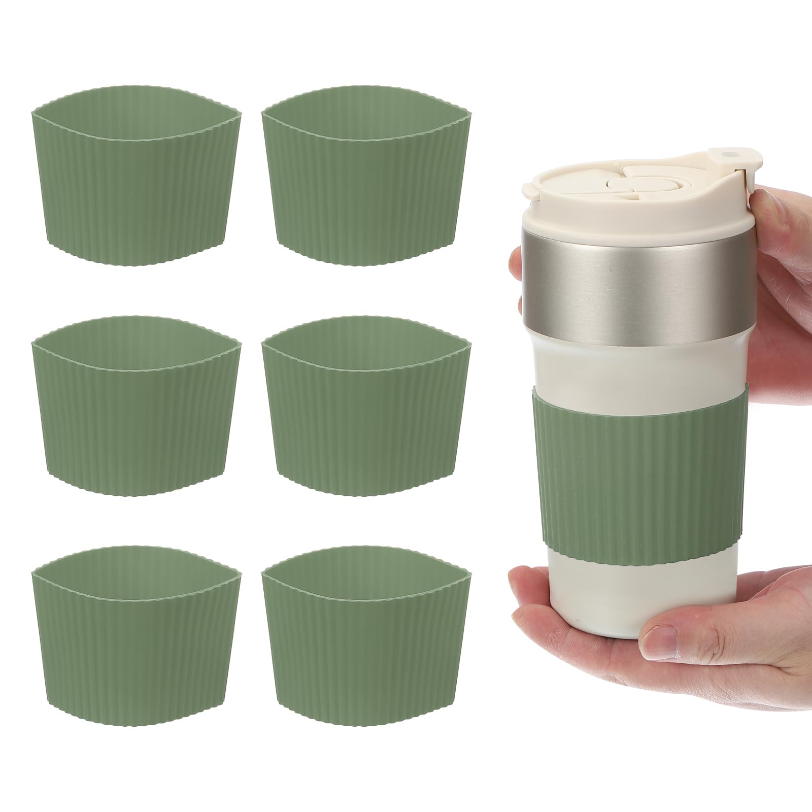 uxcell 6Pack Coffee Cup Sleeves, Reusable Silicone Heat Resistant Cup Protective Sleeve Nonslip Mug Protector Cover for Home Travel Coffee Mug Glasses