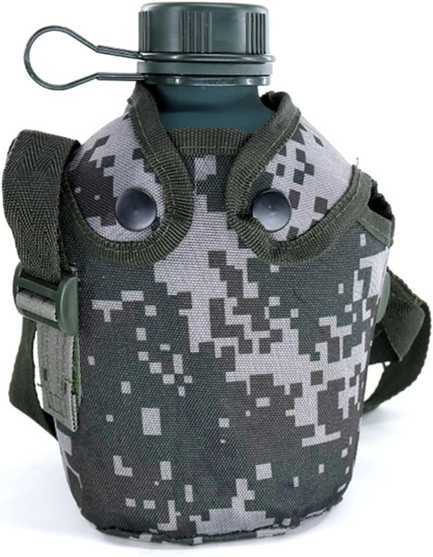 Camouflage kettle Canteen Cups,Aluminum Water Bottle,Water Bottle Canteen,with Cover Bag for Camping Hiking Backpacking Hunting (Woodland Camouflage)